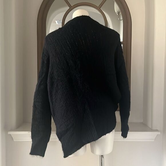 All Saints Selena Mixed Stitch Asymmetric Sweater Midnight Blue, NWT, Size S - Picture 9 of 12